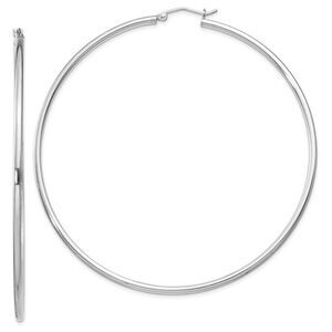 2mm Sterling Silver, Extra Large Round Hoop Earrings, 70mm (2 3/4 In)